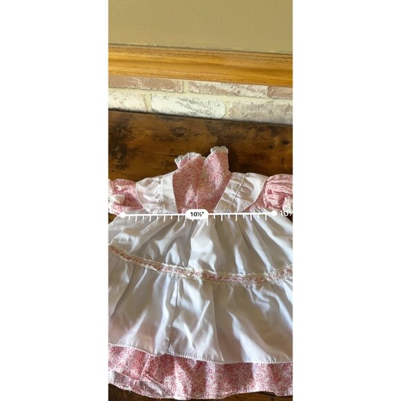 Vintage Baby Doll or Newborn Dress With Floral Print & Lace Trim Red - Picture 11 of 15